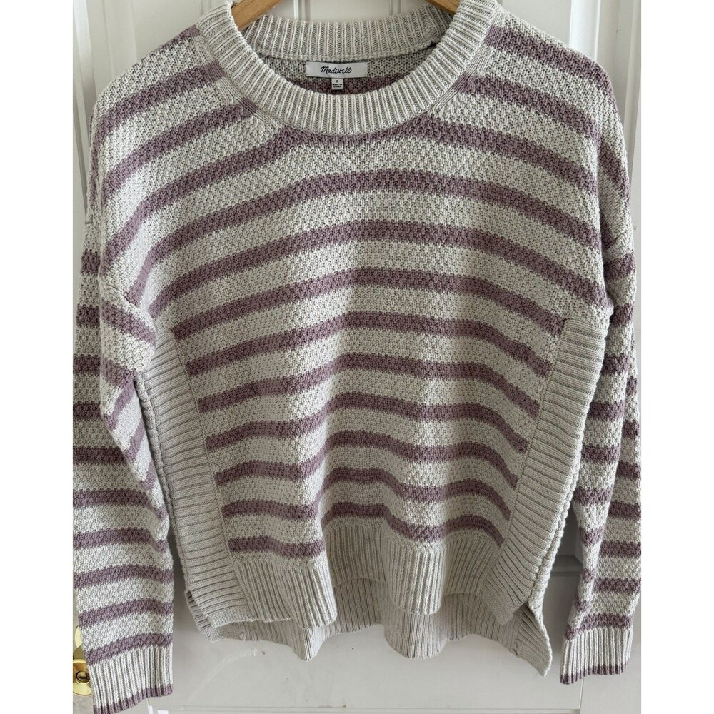 NWT Madewell Women’s knit striped sweater cream size S cabincore cozy - Picture 1 of 7